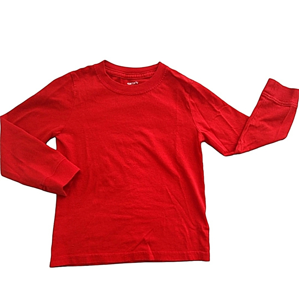 Carter's Toddler Long Sleeve Ribbed Crew Neck Cotton Red T-Shirt size 4t